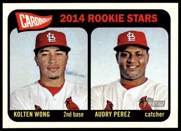 2014 Topps Heritage card: Cardinals rookies Kolten Wong and Audry Perez depicted.