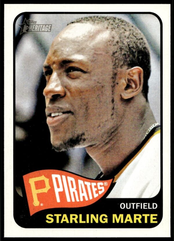 2014 Topps Heritage card: Starling Marte, Pittsburgh Pirates outfielder, collectible baseball memorabilia.