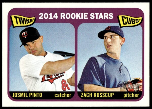Vintage-style 2014 card: Twins Josmil Pinto, Cubs Zach Rosscup, rookie stars.