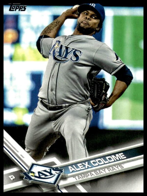 Alex Colome 2017 Topps baseball card, Tampa Bay Rays pitcher, Series 1 #156.