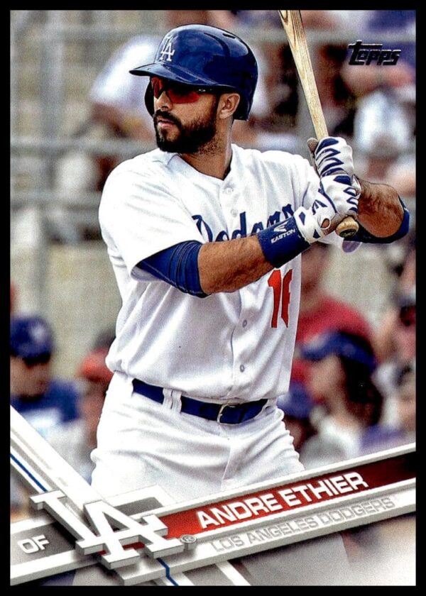 Andre Ethier 2017 Topps #76, Dodgers uniform, action pose.