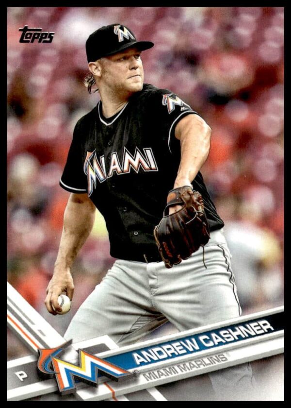 Andrew Cashner pitching on 2017 Topps Series 1 Baseball Card #186.