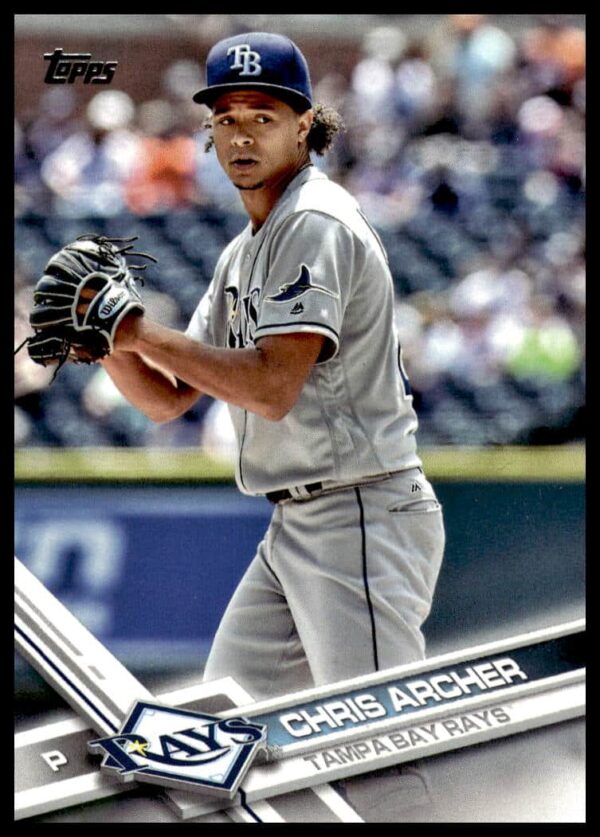 Chris Archer 2017 Topps Card #326 showing Tampa Bay Rays pitching action.