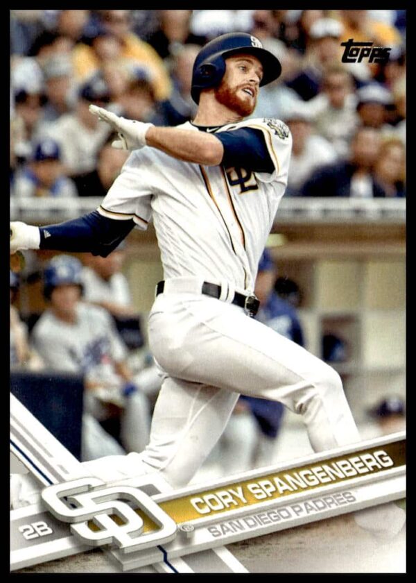 Cory Spangenberg 2017 Topps Baseball Card #264, Padres in-game action shot.