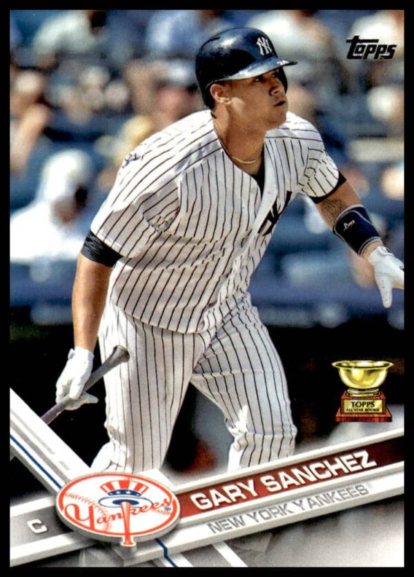 Gary Sanchez 2017 Topps Baseball Card, Yankees Catcher, Card #7, Action Shot