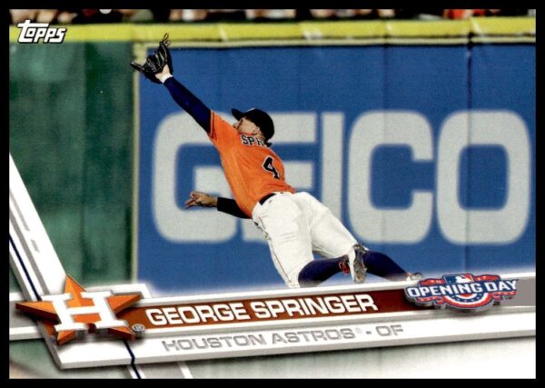George Springer 2017 Topps Series 1 Baseball Card #31 featuring action-packed game moment.