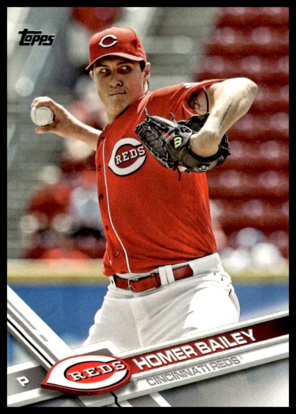 Homer Bailey 2017 Topps Card #200, Cincinnati Reds Pitcher in Action.