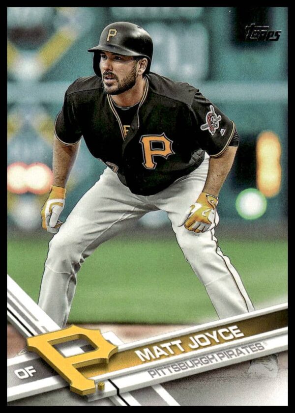 Front view of Matt Joyces 2017 Topps Series 1 baseball card, Oakland Athletics, #93.