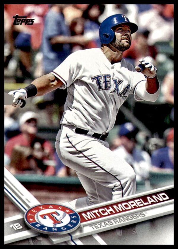 2017 Topps Mitch Moreland baseball card, Series 1 #317, showcasing player in action.