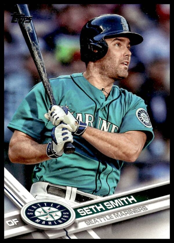 2017 Topps Series 1 Baseball Card featuring Seth Smith #171 in action.