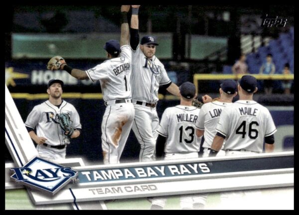 Front of 2017 Tampa Bay Rays Topps card #266 featuring player in action.