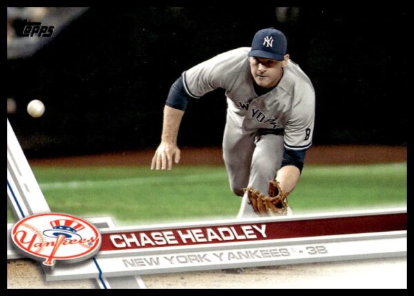 Chase Headley 2017 Topps Series 2 Baseball Card #621, Yankees Uniform, Batting Stance.