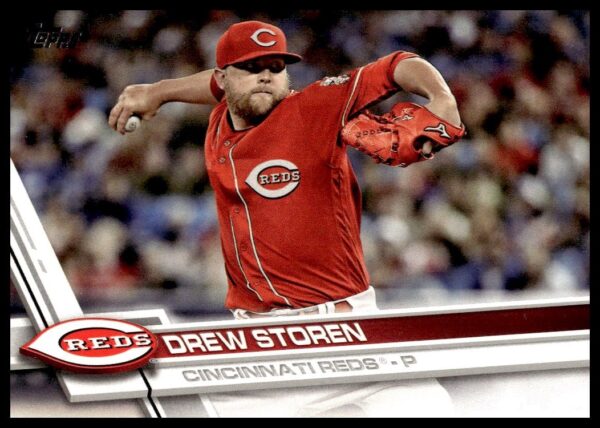 Drew Storen 2017 Topps Series 2 Baseball Card #395, featuring action-packed imagery.