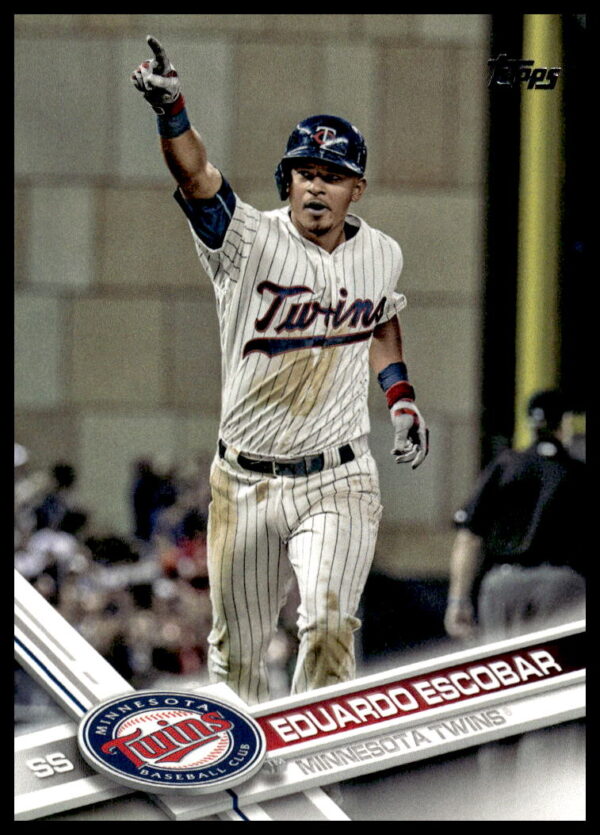 Eduardo Escobar 2017 Topps Card #407, Minnesota Twins uniform, action shot.