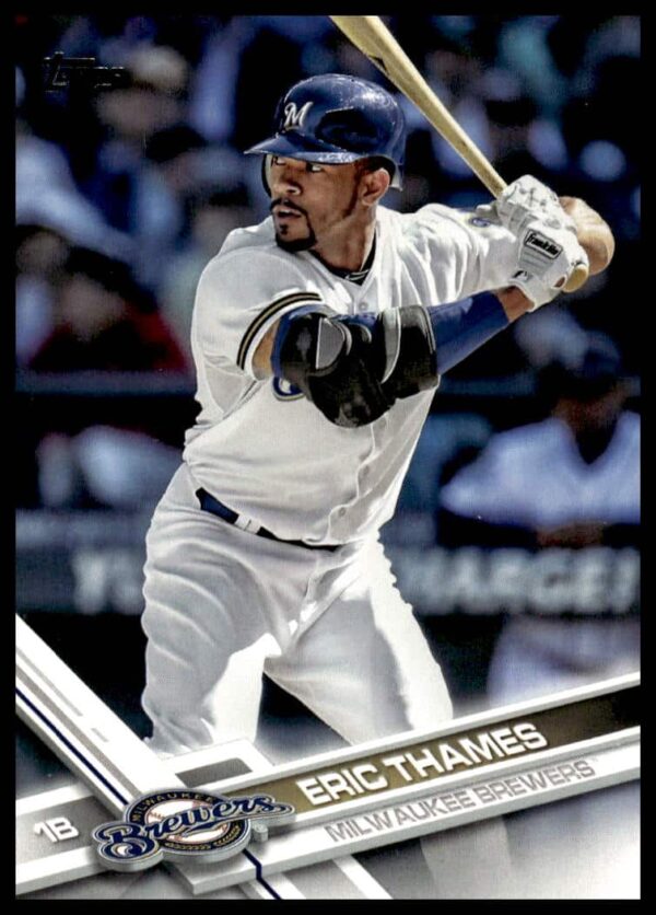 Eric Thames 2017 Topps Baseball Card #603 Front - Milwaukee Brewers Action Shot