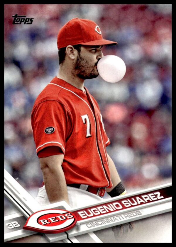 Eugenio Suarez 2017 Topps Card #473, Cincinnati Reds, Action Pose, Third Baseman.