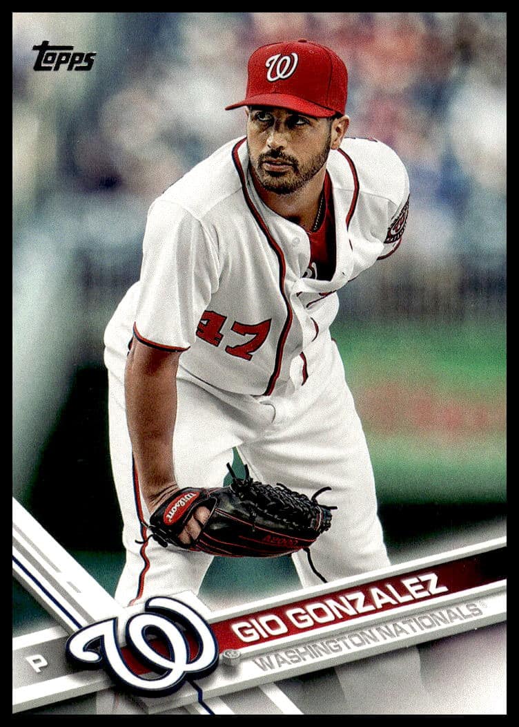 2017 Topps Series 2 Gio Gonzalez baseball card #527, Washington Nationals pitcher.