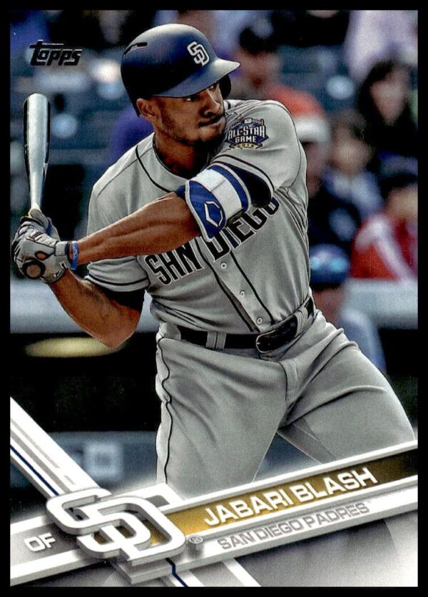 Jabari Blash in batting stance, 2017 Topps Series 2 #530, San Diego Padres uniform.