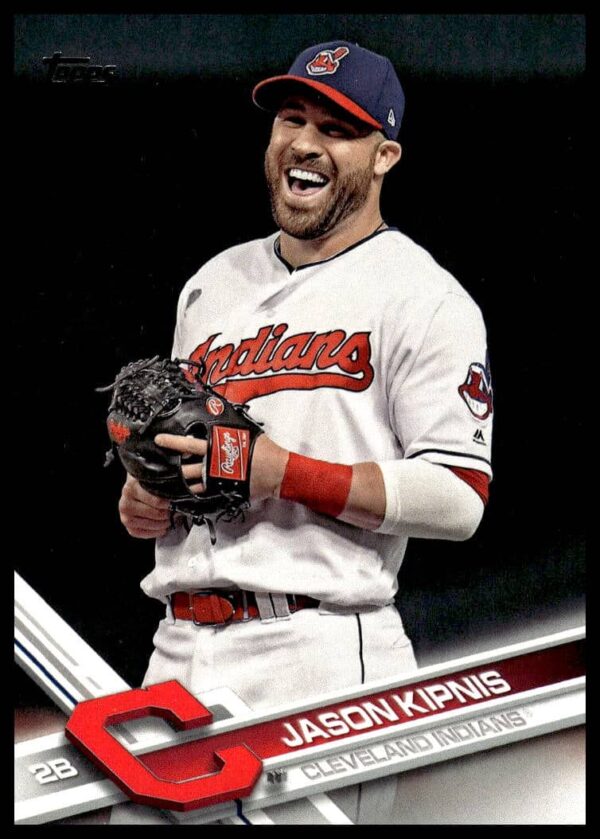 2017 Topps Series 2 Jason Kipnis baseball card #480 front, Cleveland Indians action shot.