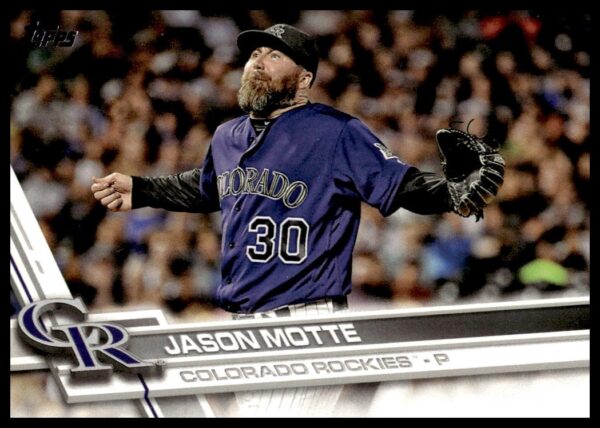 2017 Topps Jason Motte baseball card #559 displaying action shot in Cubs uniform.
