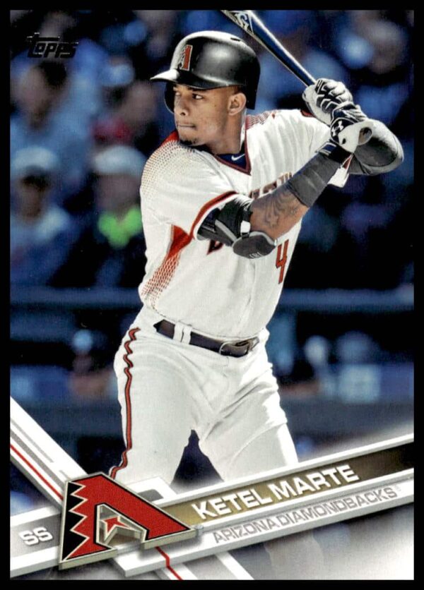 Ketel Marte 2017 Topps Series 2 #663 baseball card, Arizona Diamondbacks action shot.
