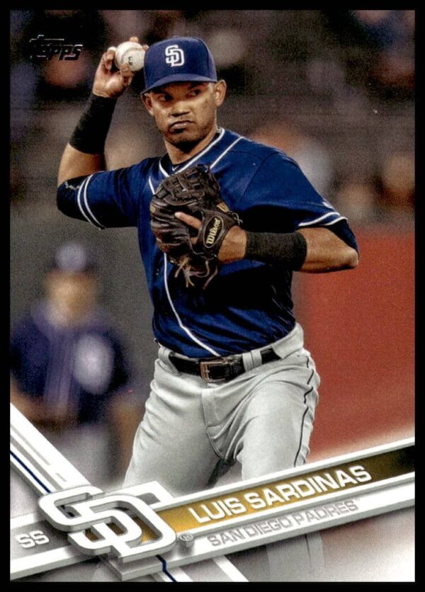 Luis Sardinas 2017 Topps Baseball Card, #686, featuring player stats and team logo.