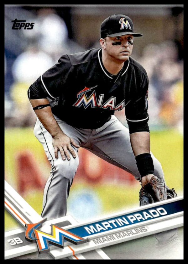 Martin Prado 2017 Topps Series 2 baseball card #674 featuring Miami Marlins uniform.