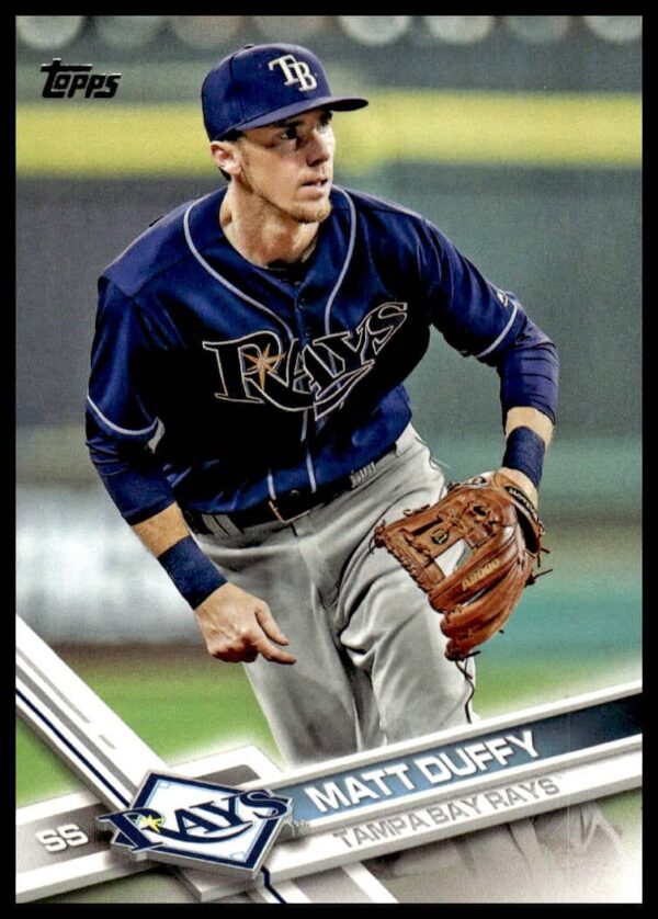 Matt Duffy 2017 Topps Baseball Card #551 Front View with Team Logo and Stats.