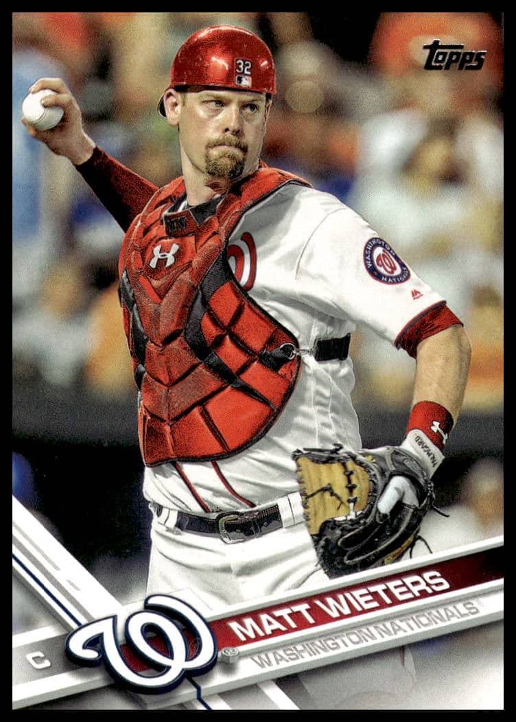 Matt Wieters 2017 Topps Baseball Card #694 Front – Action Shot, Wearing Team Uniform.
