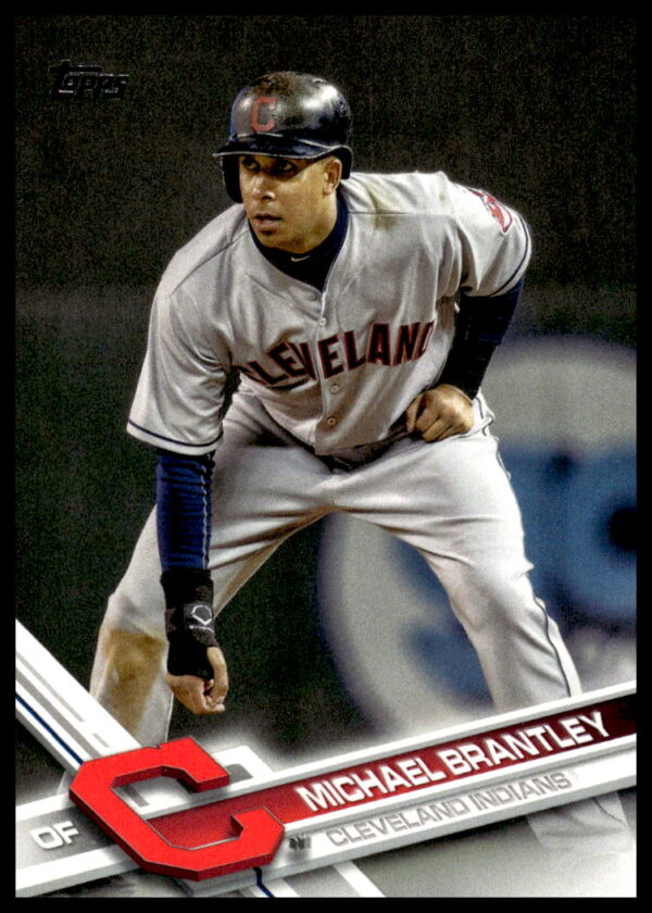Michael Brantley 2017 Topps Series 2 Card #605 showcasing dynamic baseball action.