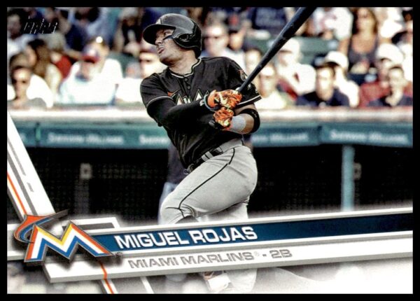 Miguel Rojas 2017 Topps Series 2 Card #509 Front - Dynamic Baseball Action Shot