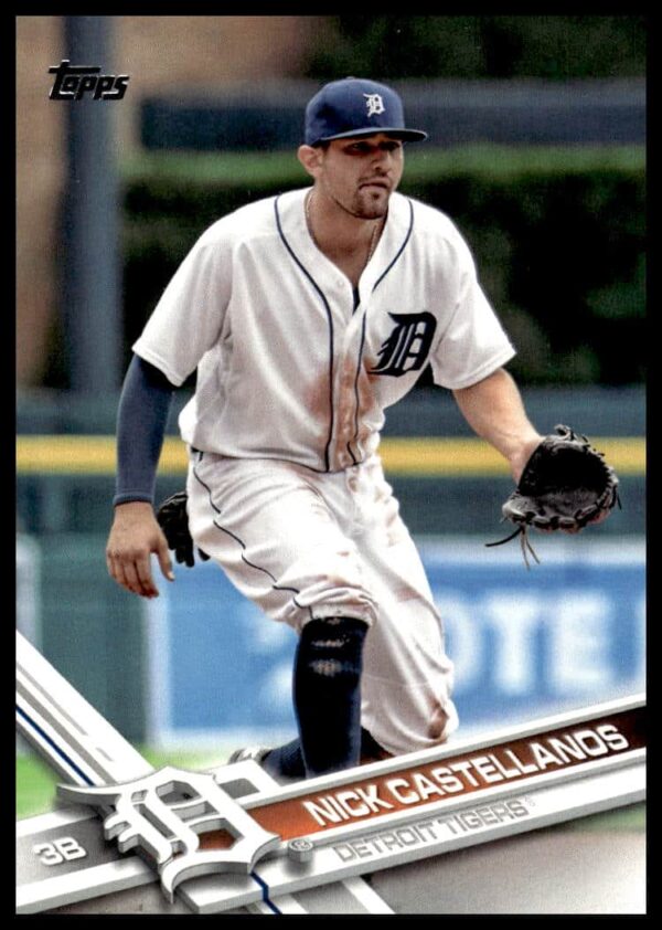2017 Topps Series 2 baseball card of Nick Castellanos, card #515, in-game action shot.