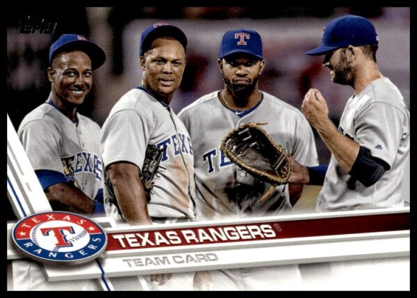 Texas Rangers player action shot on 2017 Topps Series 2 baseball card #430.