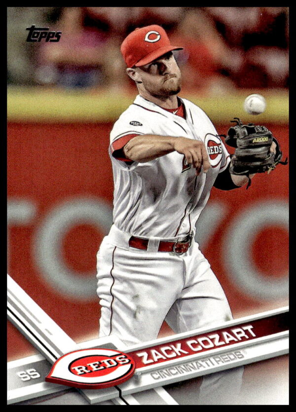 Zack Cozart 2017 Topps Series 2 baseball card #414, Cincinnati Reds infielder action shot.