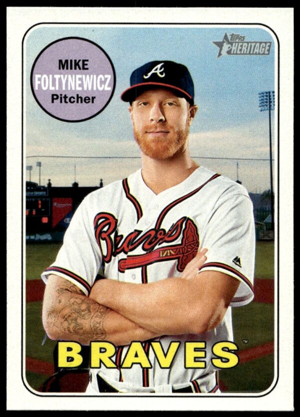 Mike Foltynewicz 2018 Topps Heritage Baseball Card #239, Atlanta Braves Pitcher.