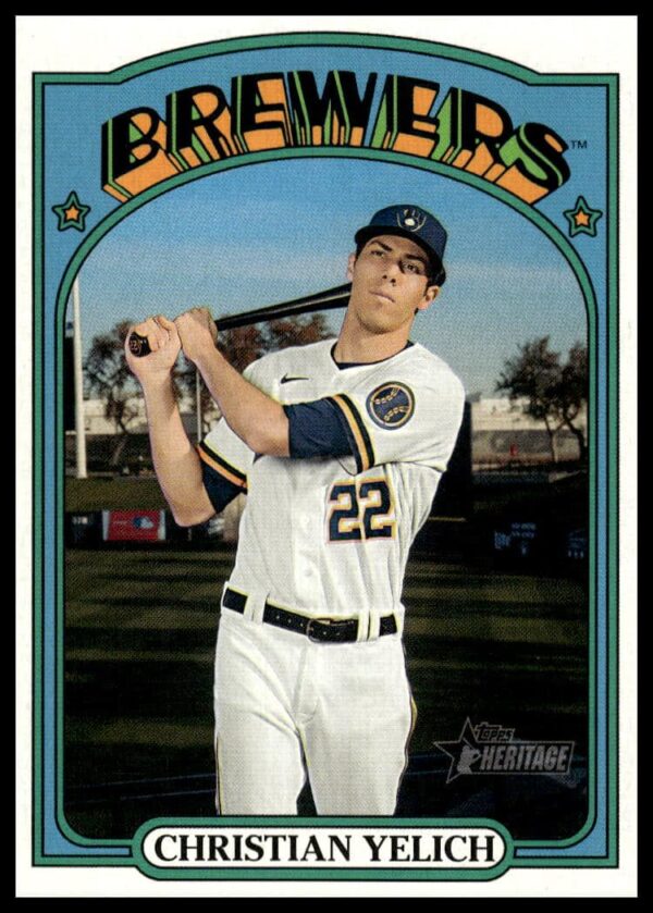 Christian Yelich 2021 Topps Heritage #251 card, featuring retro design and batting pose.