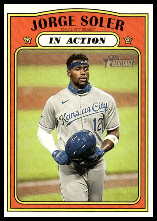 Jorge Soler 2021 Topps Heritage Card #166 Featuring Retro Design (Front).
