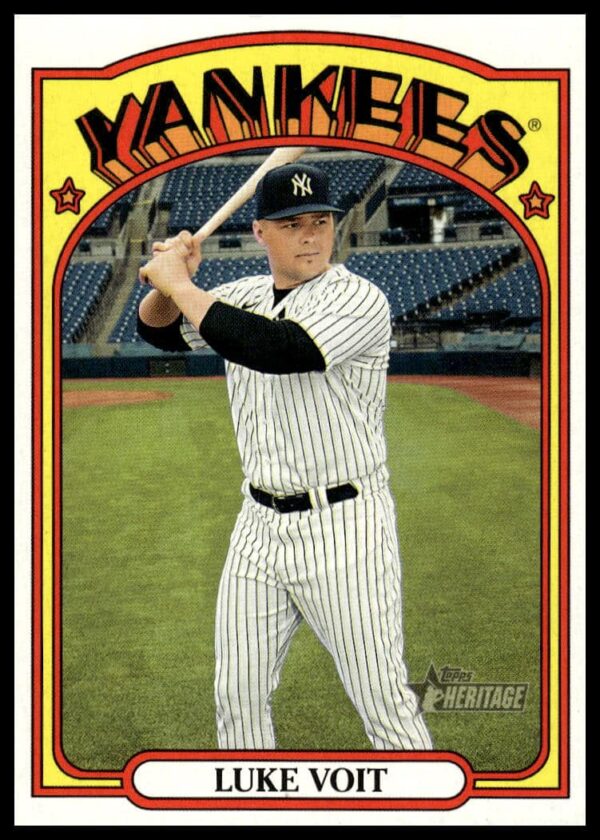 Luke Voit 2021 Topps Heritage Baseball Card #274 in Yankees uniform.