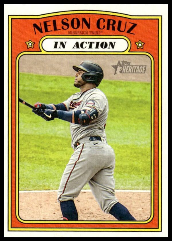 Nelson Cruz 2021 Topps Heritage Card #308: Front View, Retro Design.