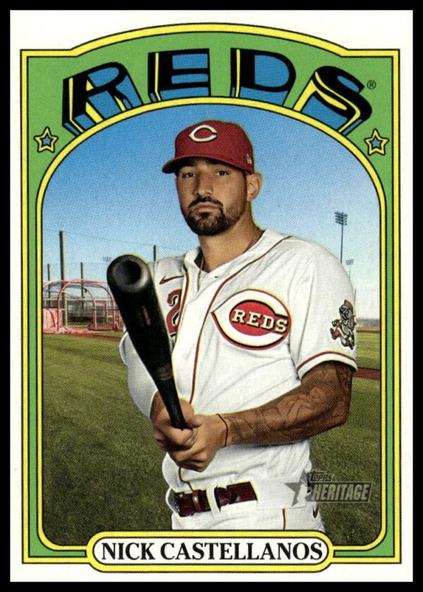 Nick Castellanos 2021 Topps Heritage Card #125 Front View in Vintage Style