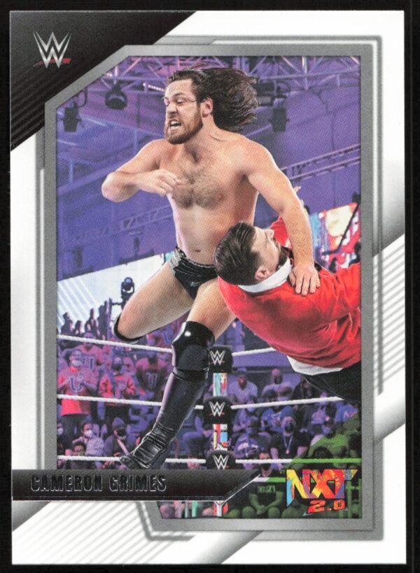 Cameron Grimes WWE trading card showcasing dynamic mid-match action during 2022 event.