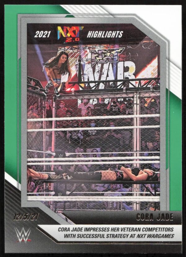2021 NXT War Games trading card capturing intense action inside the iconic double steel cage.