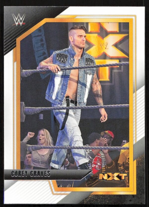 Corey Graves 2022 WWE NXT trading card with denim attire and NXT branding.