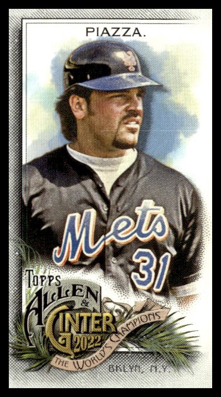 Vintage-style 2022 Topps Allen & Ginter baseball card featuring Mike Piazza of the New York Mets.