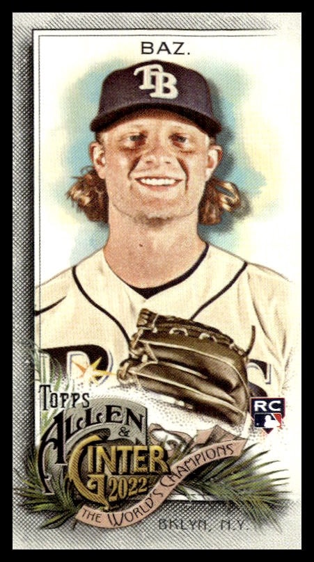 Shane Baz Rookie Card - 2022 Allen & Ginter, Tampa Bay Rays, Vintage Style, Ginter Logo.