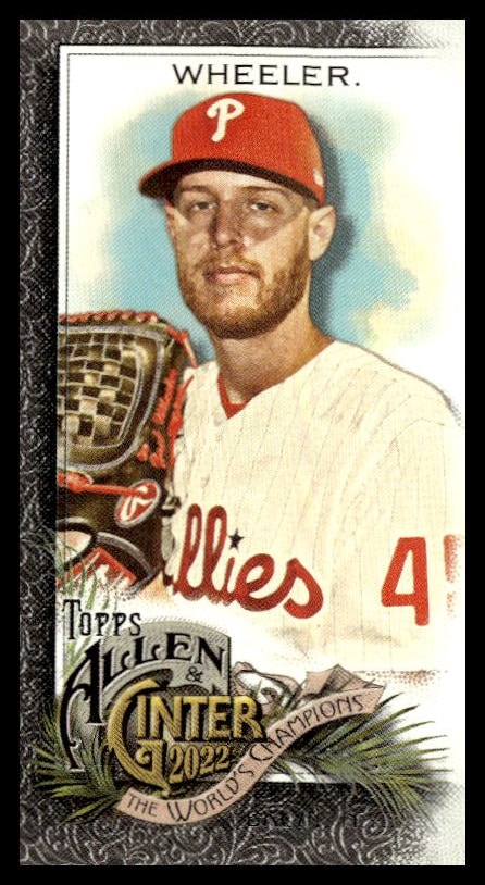 Vintage-style card of Phillies pitcher Zack Wheeler in Allen & Ginters artistic series.