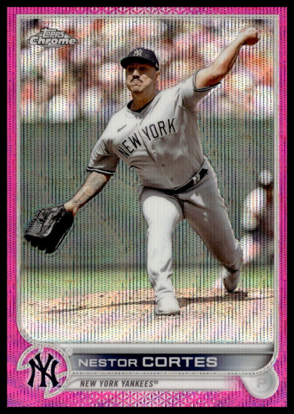 Nestor Cortes 2022 Topps Chrome Pink Wave Refractor Card #USC10 Front
