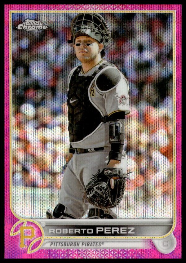 Roberto Perez 2022 Topps Chrome Pink Wave Refractor Card #USC58, vibrant front image.