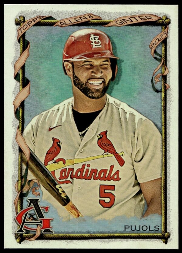 2023 Topps Albert Pujols Silver Portrait Card #128, featuring iconic baseball star Albert Pujols.