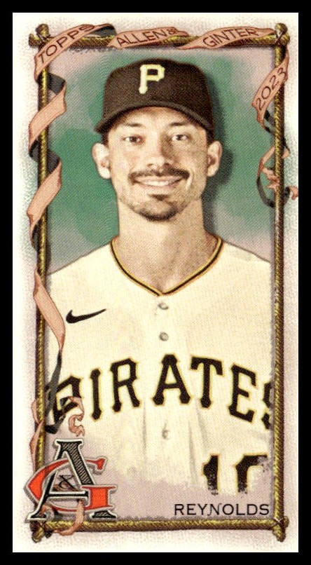 Bryan Reynolds Mini Card: 2023 Topps Allen & Ginter #206 Front, Pittsburgh Pirates Outfielder.